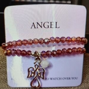 Avon Spring Wishes Angel Lavender Beaded Bracelet 2017